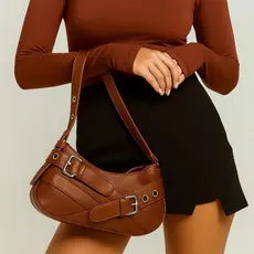 Bolsa feminina ombro meia lua com alça transversal ajustável elegante lançamento