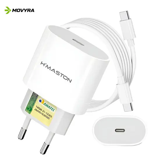 Carregador iPhone 30W Turbo USB-C ou Lightning | Carga Rápida