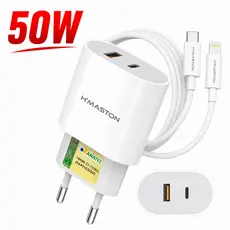 Carregador iPhone Turbo 50W H’MASTON Tipo C + Cabo Lightning