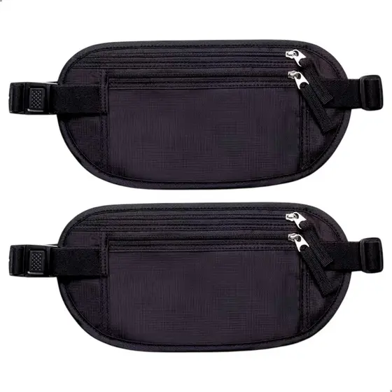 Kit 2 Pochete Doleira Antifurto Bolsa Cintura Esporte Corrida Academia Viagem Celular Documentos