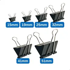 Kit 12 Unidades Clips Borboleta Prendedor De Papel Binder 15/19/25/32/41/51mm Preto