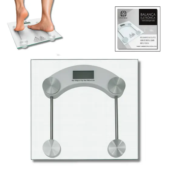 Balança Digital 180kg Vidro Temperado Automática Controle de Peso Corporal