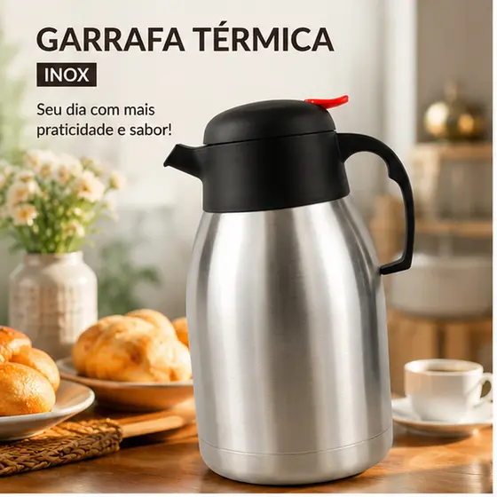 Garrafa Térmica 1,5 Litros para Café Chá Água Quente | Garrafa 1,5L Conservação Térmica Uso Diário