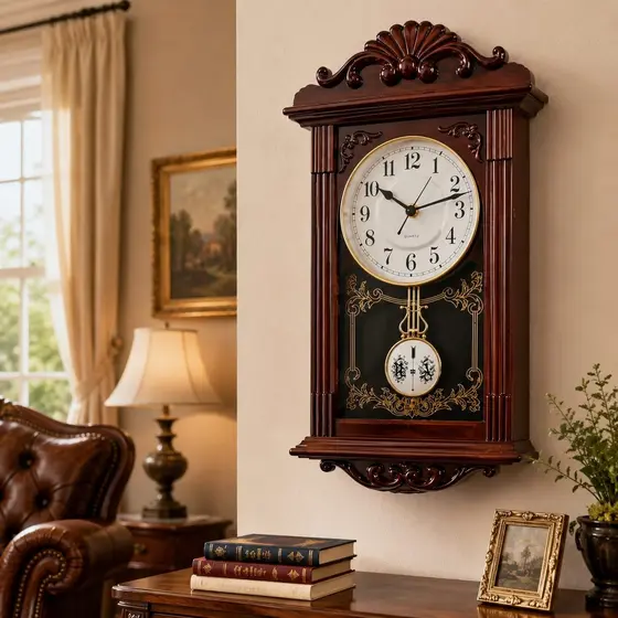 Relógio De Parede Vintage Retrô Com Pêndulo Decorativo – Clássico Luxo Para Sala Escritório Home