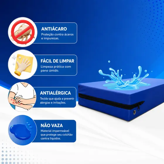 Capa Protetora para Colchão de Solteiro - Impermeável Hospitalar - Zíper Duplo