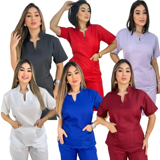 Pijama Feminino Scrubs Hospitalar Jogger Gabardine Clínica
