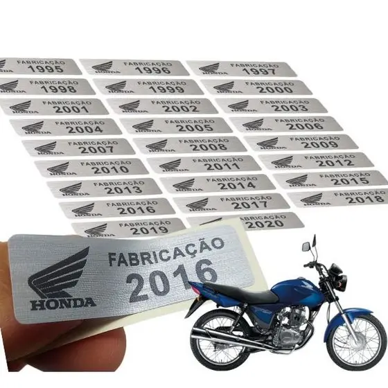 ADESIVO DECORATIVO ANO DE FABRICAÇÃO PARA MOTOS HONDA / SELO GENÉRICO INDICATIVO DO ANO DE PRODUÇÃO / ANOS 1980 A 2026