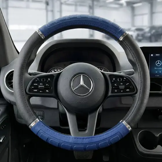 Capa De Volante Van Sprinter 42cm Proteção Couro Sintético Pegada Firme E Conforto