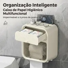 Caixa Porta Papel Higiênico Dispenser Organizador Banheiro Com Suporte Celular e Porta Detergente