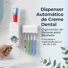 Dispenser suporte Para escova + aplicador de creme dental para dentes cor branca