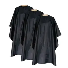 Kit 3 Capas De Corte Barbeiro Adulto preta lisa cabeleleiros barbearia capa fecho em zíper profissional cabelos