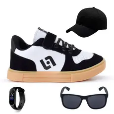 Kit Tenis Casual Infantil Street Light Meninos + Bone + Oculos E Relogio