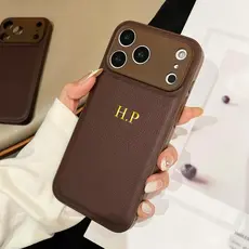 Capa De Couro Falso Clássica De Luxo Personalizada Para iPhone 18 17 16 15 14 13 12 11 Pro Max Iniciais Personalizadas N