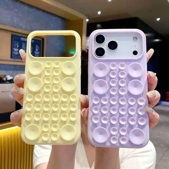 Criativo Ventosa Titular Caso Para iPhone 17 15 14 16 ProMax E 13 Pele Sensível silicone Líquido anti Gota Capa