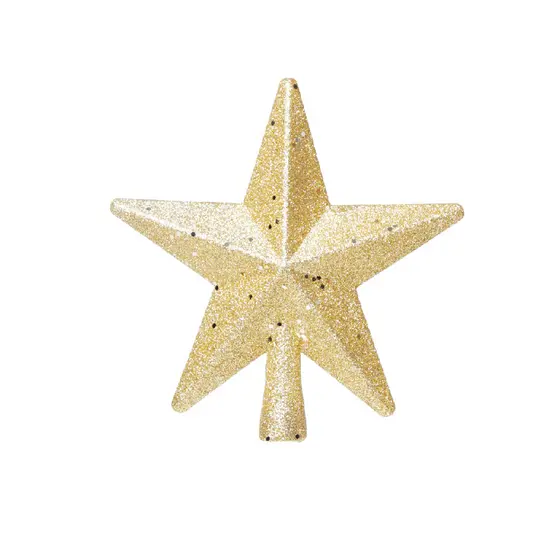 Estrela com glitter enfeite luxo topo de árvore de natal 20cm dourada