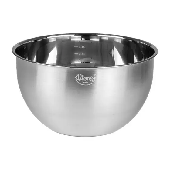 Bowl Tigela de cozinha Multiuso de Inox 3,5L com medidas Prata Preparar Armazenar Servir
