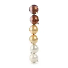 Kit com 6 bolas de natal lisa sortida marfim ouro marrom para arvore 8cm