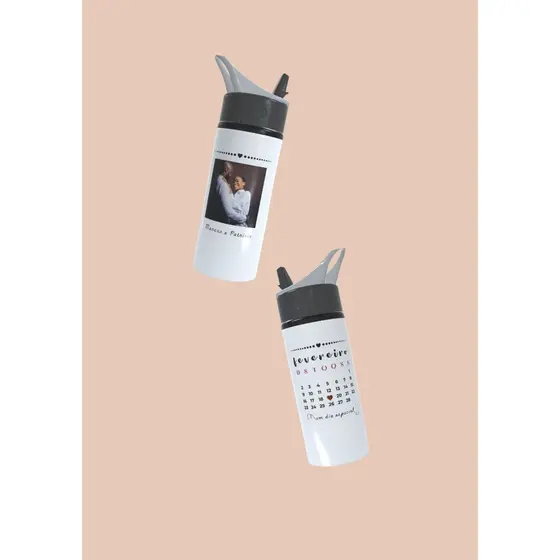 Garrafa Squeeze 600ml | Foto de Casal Personalizada com Data Especial I Presente Personaliza