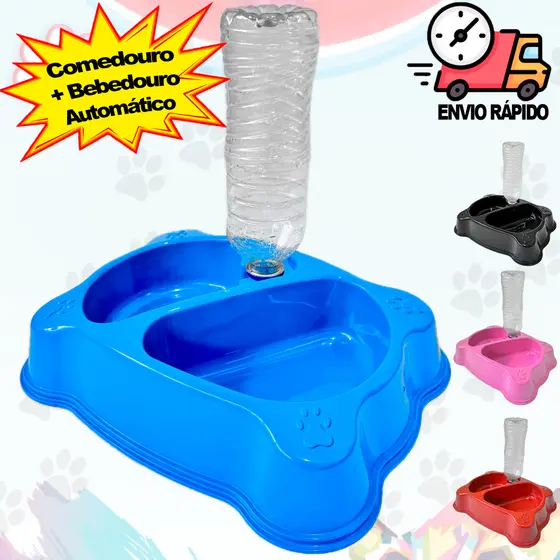 Comedouro Com Bebedouro Automático Cachorro Gato Pote Ração Pet