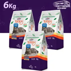 Areia Higiênica Para Gato de Mandioca 2 4 OU 6Kg Pet Tobby Biodegradável Areia de Gato Sustentável