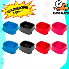 Kit 8 Comedouros Bebedouro Pote de Ração e Água Pequeno Para Cachorro e Gato 500ML