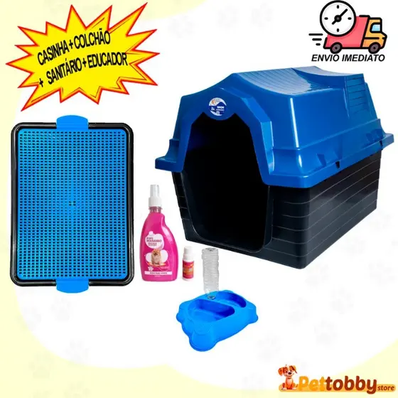 Casinha de Cachorro N 5 Medio Porte + Tapete Higiênico Para Cachorro Lavável Educador Xixi Sim Não