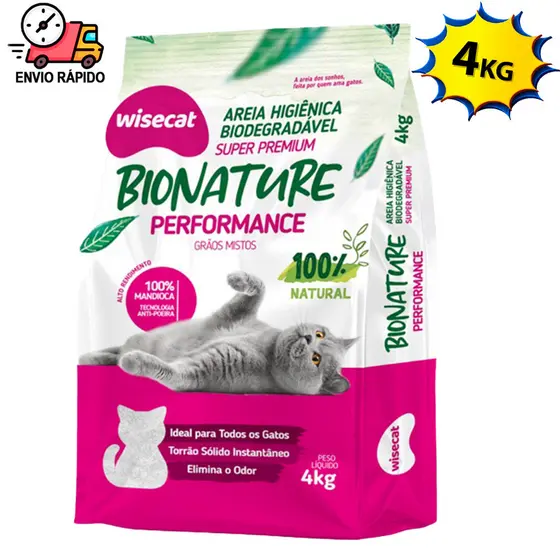 Areia para Gato Mandioca 100% Natural Grãos Mistos Areia de Gato