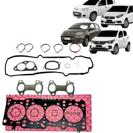 Jogo Junta Superior Fiat Fire 1.0 Evo 8V Uno / Mobi / Grand Siena / Palio - Junta Cabeçote Metálica - Sem Ret