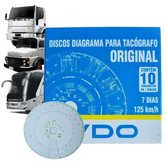 Disco Diagrama Tacógrafo 7d Semanal - 125km/h - 10 un (VDO 14025005F)