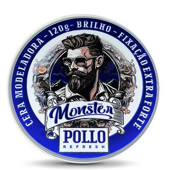 cera Modeladora pollo blue Ultra Fixação 120g monster barber Shop Para Cabelo e Barba