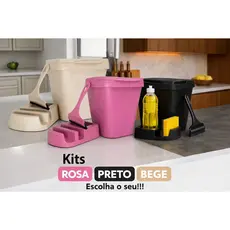 Kit Pia Completo Elegance com Lixeira 4,8L, Porta-Detergente e Rodo de Pia para Cozinha Organizada