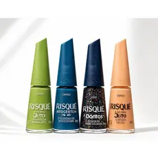 Risqué Kit com 4 Esmaltes Cores Variadas, Cremoso e Glitter, 8ml