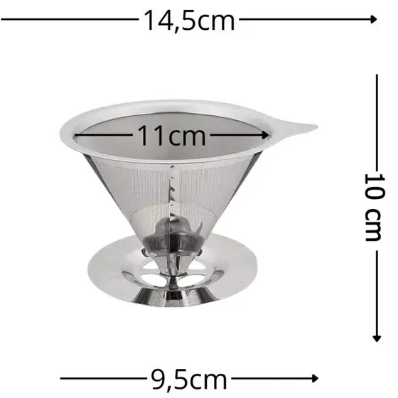Café Filtro Coador Inox Extra Reutilizável  GRANDE GRANDE 14x09 cm Não precisa de papel top