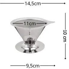 Café Filtro Coador Inox Extra Reutilizável  GRANDE GRANDE 14x09 cm Não precisa de papel top