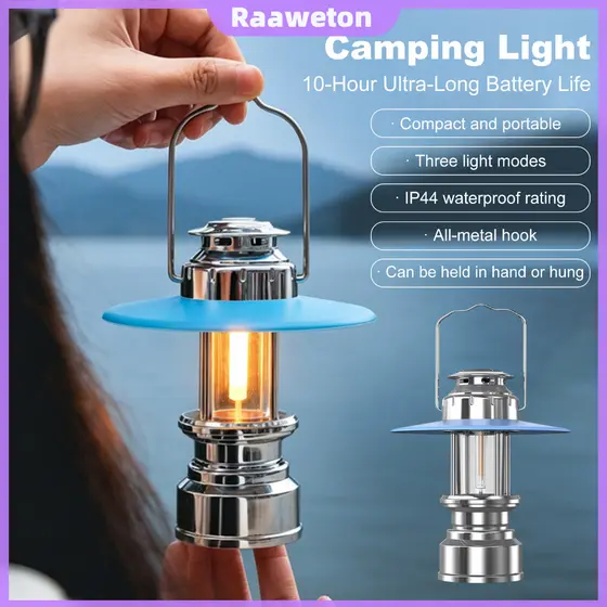 Ypdnew Retro Portátil Luz De Acampamento Ip44 À Prova D'água Para Quedas De Energia Furacão Uso De Pesca De Emergência