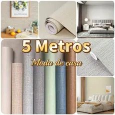 Papel de Parede Modelo Linho 5  METROS x 45CM Adesivo Autocolante para Sala, Quarto