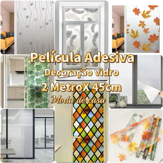 Adesivo Vinil Jateado Impermeável Para Decoração de Vidro Porta Janela 2m X45cm