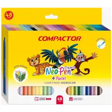 48 Canetinhas Hidrográficas Compactor Neo Pen Gigante Original 2mm