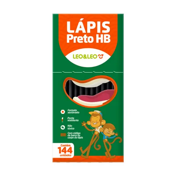 30 Lápis Preto HB N°2 de Escrever Sextavado Escola Ponta Resistente Leo&Leo