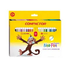 24 Canetinhas Hidrográficas Compactor Neo Pen Gigante Hidrocor