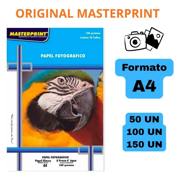 Papel Fotográfico ORIGINAL MASTERPRINT Glossy a Prova D'água 180g
