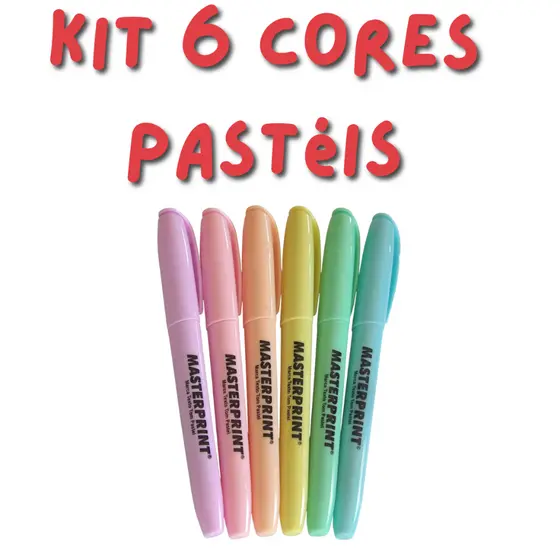 KIT 6 Marca-Textos Tom Pastel Original MASTERPRINT