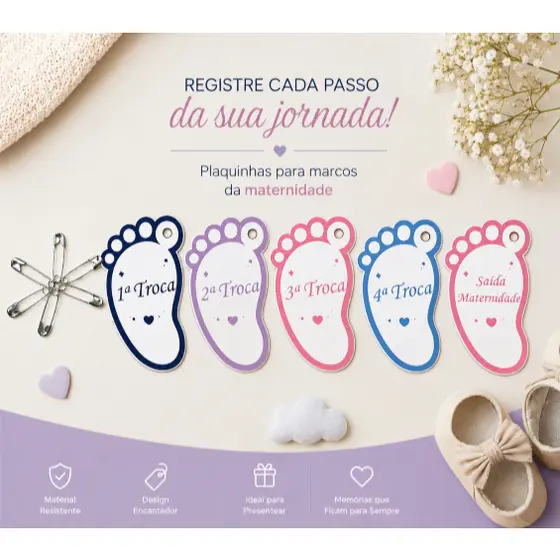 Kit 5 Tags de Chaveiro de Trocas para Saquinhos Organizadores de Mala de maternidade
