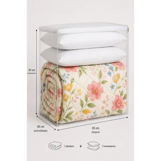 Kit 3 Organizadores de Guarda Roupa Extra Grande para Edredom Super King Cobertas e Travesseiros