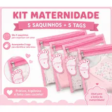 Kit 5/10 Saquinhos Maternidade Organizador Mala Bebê + 5 Tag de Identificação de Trocas