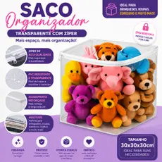 Kit 3 Organizador de Brinquedos Infantil Guarda Roupa Armário PVC 30x30x30 Saco Resistente