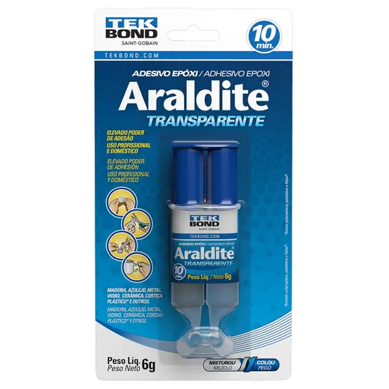 Adesivo Epóxi Araldite Transparente 6g Seringa e Blister Tekbond