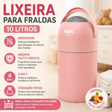 Lixeira para Fraldas Baby Mel 10L Antiodor 4 em 1 Aroma Tutti-Frutti Quarto de Bebê