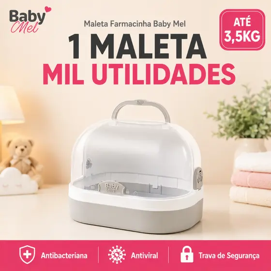 Maleta Farmacinha Multiuso Baby Mel Antiviral Antibacteriana Organizador Bebê Skincare Lancheira
