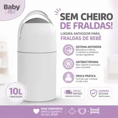 Lixeira Para Fraldas Bebê 10L Antiodor Baby Mel Até 20 Fraldas Sem Cheiro Quarto Infantil